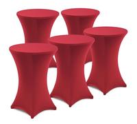 Gräfenstayn Set di 5 Diana Tavolino da bar elasticizzati con sigillo Oeko-Tex, rinforzo nella zona dei piedi, in molti colori e misure Ø60-65cm / Ø70-75cm / Ø80-85cm (Rosso, Ø60-65cm)