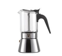 GRÄWE Caffettiera per caffè espresso in acciaio inox con caraffa in vetro, adatta a induzione e tutti i tipi di fornelli, lavabile in lavastoviglie, 4 tazze, 160 ml