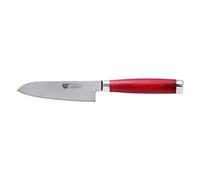 GRÄWE Coltello da cucina Damasco, lama da 12,5 cm, coltello damascati, coltello Santoku, impugnatura in Pakkawood, coltello da cucina molto affilato, incluso astuccio regalo in metallo