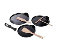 GRÄWE Crêpes - Set di 7 padelle con rivestimento antiaderente CK2, manico rimovibile, accessori per crepes
