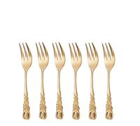 GRÄWE Set di 6 forchette da dessert in acciaio inox, serie Rose decorate, colore: oro
