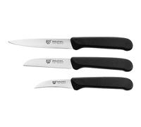 GRÄWE Set di coltelli, coltello da verdure, set di coltelli da cucina, 3 pezzi, acciaio inossidabile, affilato super affilato, nero