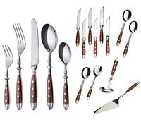 GRÄWE Set di posate Norimberga, 42 pezzi, 6 persone, in acciaio inox, manico marrone, rustico, qualità pesante, lavabile in lavastoviglie, lucidato a mano