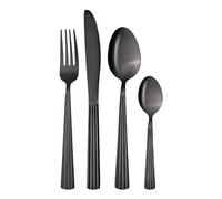 GRÄWE Set di posate per 4 persone, in acciaio inox, colore nero, 16 pezzi, lavabili in lavastoviglie, set di posate con decorazione - serie Atene