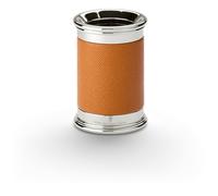 Graf von Faber-Castell 118521 - Portapenne Epsom Cognac, rotondo, in metallo platinato rivestito in pelle