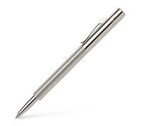 Graf von Faber-Castell 148010 - Penna tascabile Slim placcata in platino con refill nero, forza di scrittura M, argento
