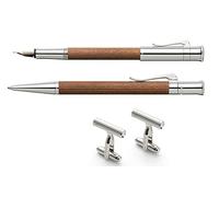 Graf von Faber-Castell - Set Classic Pernambuco, 4 pezzi | Con penna stilografica, penna a sfera, gemelli e raffinato cofanetto in legno