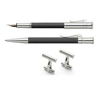 Graf von Faber-Castell - Set scrittura Classic ebano, 4 pezzi | Con penna stilografica, penna a sfera, gemelli e raffinato cofanetto in legno