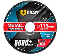 GRAFF Black 115 mm Disco da taglio per smerigliatrice angolare - Disco flessibile per metallo, acciaio, Inox, acciaio inossidabile - Disco da taglio diamantato sostituisce circa 80 dischi da taglio