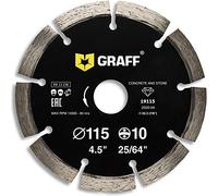 GRAFF Disco da Taglio Diamantato Universale 115 mm per Pietra Mattoni Cemento Cordolo Pietra Naturale e Artificiale - Disco Diamantato Segmento per Smerigliatrici Angolari - Altezza Segmento 10mm