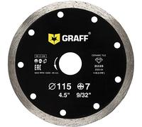 GRAFF Disco Diamantato Premium 115mm per Gres Porcellanato Piastrelle Ceramica - Sottile Professionale Taglio a Secco con Taglio a Umido - Disco da Taglio per Smerilgliatrice 115mm di Tutte le Marche