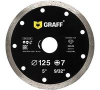 GRAFF Disco Diamantato Premium 125mm per Gres Porcellanato Piastrelle Ceramica - Sottile Professionale Taglio a Secco con Taglio a Umido - Disco da Taglio per Smerilgliatrice 125mm di Tutte le Marche