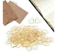 Graffette a forma di cuore - Graffette a cuore dorate piccole da 100 pezzi | Graziose clip per raccoglitori in metallo per documenti, note, scrapbooking, artigianato e cartoline | Clip segnalibro