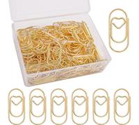 Graffette a forma di cuore oro, set da 200 pezzi, con scatola trasparente, piccole graffette ovali, motivo per ufficio, aula, fermacarte