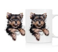 Graffi-Resistente Tazza Antimacchia 3D Cute Yorkshire Terrier Stickers Resistente a Macchie Tazza Regalo Festa dei Nonni 330ML per Festa del Lavoratore (Retiro),Casa,Lavoro,Regali per Genitori