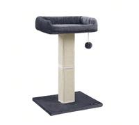 Graffiatoio per Gatti, Tiragraffi con Piattaforma di Peluche 40 x 30 cm, Albero per Gatti, Alto 71 cm, Colonna Rivoltata con Sisal, Pompon, Grigio Scuro, Ritorno a Scuola [Sisal resistente ai graffi] 
