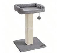 Graffiatoio per Gatti, Tiragraffi con Piattaforma di Peluche 40 x 30 cm, Albero per Gatti, Alto 71 cm, Colonna Rivoltata con Sisal, Pompon, Grigio Chiaro [Sisal resistente ai graffi] La colonna del ti