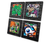 Graffiti Abstract Funky Brick Wall MULTI TELA parete arte foto stampa