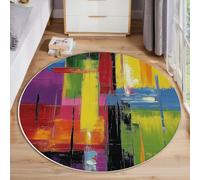 Graffiti Ad Acquerello Geometrici Tappeto Salotto E Camera Da Letto a Pelo Corto, Astratto Moderno Tappeti Rotondi, Tappeti Rotondi Antiscivolo per Cucina E Camera Da Letto (180cm, Multicolore )