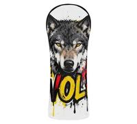 Graffiti Animal Wolf Cool Golf Club Cover Set Impermeabile Copritesta con Targhetta Numeri Progettato per adattarsi a tutti i legni e conducenti