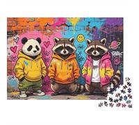 Graffiti Animals Puzzles 1000 pezzi Materiale riciclabile Pandas Senior Puzzles Gioco educativo Antistress Gioco genitore-figlio Props 70x50cm/1000pcs