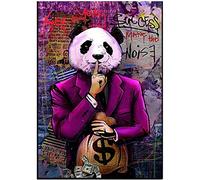 Graffiti Art Dipinti ad olio Denaro Dollaro Panda Wall Art Poster e stampe su tela Moderna Quadro da parete Soggiorno Home Decor Senza cornice 40 × 60 cm