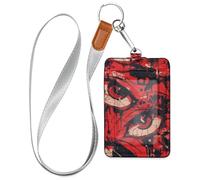 Graffiti Art - Porta badge verticale con motivo occhi malvagi, con cordino e 3 carte d'identità, per ufficio, scuola, carte d'identità, chiavi dell'hotel, carte di credito
