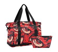 Graffiti art rosso occhi malvagi borse da viaggio Carry On spalla Weekend Tote Grande borsa da palestra con tracolla regolabile per aereo, grande capacità, Graffiti arte occhi malvagi rossi, 1 size