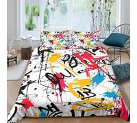 Graffiti Art Stylecopripiumino microfibra 3 Pezzi stampa 3D cerniera nascosta Urban Street Design_ Set Di Copripiumino incluso federe per cuscini aiosa for bambini e adolescenti Double（200x200cm）
