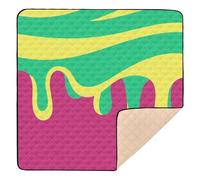 Graffiti Art - Tappetino da gioco per bambini, imbottito, morbido, lavabile, per la pancia e per gattonare, 127 x 127 cm, colore: verde pesca