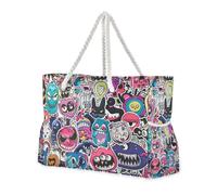 Graffiti Art Trend Adesivi di grande capacità con tasche laterali, borse da trasporto per piscina, palestra, viaggi