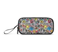 Graffiti Art Trend Play Adesivi Nylon Matite Borse con Cerniera Astucci ad Alta Capacità per la Scuola Cancelleria per Ufficio Donne