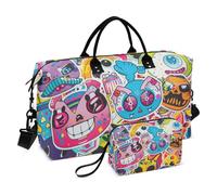 Graffiti Art Trend Play Stickers Borsa da viaggio Borsa a tracolla Weekender Pernottamento Borsa da palestra Sport Borsone con borsa da toilette per sport di grande capacità, Graffiti art trend play