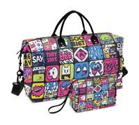 Graffiti Art Trend Play Stickers Large Travel Duffel Bagagli Weekender Bag Gym Duffel Bag con Toiletry Bag per viaggi di lavoro impermeabile, Graffiti art trend play adesivi, 1 size