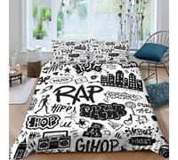 Graffiti artSet Di Copripiumino morbida 3 Pezzi stampa 3D con cerniera Urban Street illust copripiumino con federa traspirante ultra morbido e traspirante for bambini adulti ragazzi Double（200x200cm）