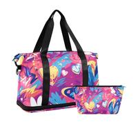 Graffiti Artwork Butterflies Hearts Purple Sports Tote Gym Bag Gym Carry on Borsone con borsa da toilette per allenamento pieghevole, graffiti artwork farfalle cuori viola, 1 taglia, Graffiti opere