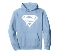 Graffiti Bianchi del Logo DC Superman Doomsday Felpa con Cappuccio, Unisex per Adulti, Blu Polveroso, S