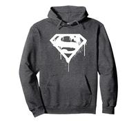 Graffiti Bianchi del Logo DC Superman Doomsday Felpa con Cappuccio, Unisex per Adulti, Grigio Scuro, L