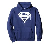 Graffiti Bianchi del Logo DC Superman Doomsday Felpa con Cappuccio, Unisex per Adulti, Navy, L