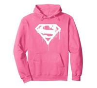 Graffiti Bianchi del Logo DC Superman Doomsday Felpa con Cappuccio, Unisex per Adulti, Rosa Acceso, L