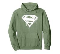 Graffiti Bianchi del Logo DC Superman Doomsday Felpa con Cappuccio, Unisex per Adulti, Verde Salvia, M