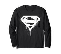 Graffiti bianchi del logo DC Superman Doomsday Maglia a Manica