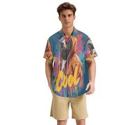 Graffiti Cool Bear Hawaiian Mens Manica Corta Button Down Camicie Senza Rughe Elegante, Graffiti Cool Bear, L