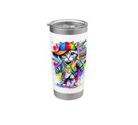 Graffiti Cool Cat Illustration Novelty Graphic Designs Bicchiere termico in acciaio inox doppia parete