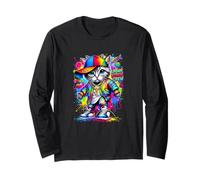 Graffiti Cool Cat Illustration Novelty Graphic Designs Maglia a Manica