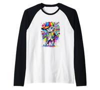 Graffiti Cool Cat Illustration Novelty Graphic Designs Maglia con Maniche Raglan
