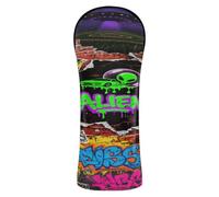 Graffiti Cool Doodle Alien Print Golf Head Cover Set Premium Pelle Impermeabile Headcover con Numero Tag Progettato per adattarsi a tutti i legni e conducenti