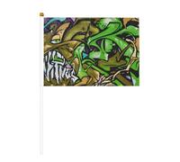 Graffiti Drawing Art 6pack & 10 Pack Hand Waving Flags, Handheld Flag on Stick, per sfilate, feste, bar, compleanni