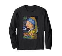 Graffiti Girl with a Pearl Earring - Colorful Pop Art Street Maglia a Manica