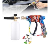 Graffiti High Pressure Washer Gun, 2025 New 5-in-1 Power Washer Short Gun with 5PCS Nozzles, 3000 PSI Max, with 1/4 Inch Quick Connector, for Floor Cleaning Garden Watering (B)